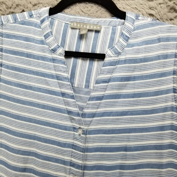 Sharagano Dress Womens Large Blue Striped Sleeveless Summer Dress - Picture 8 of 10